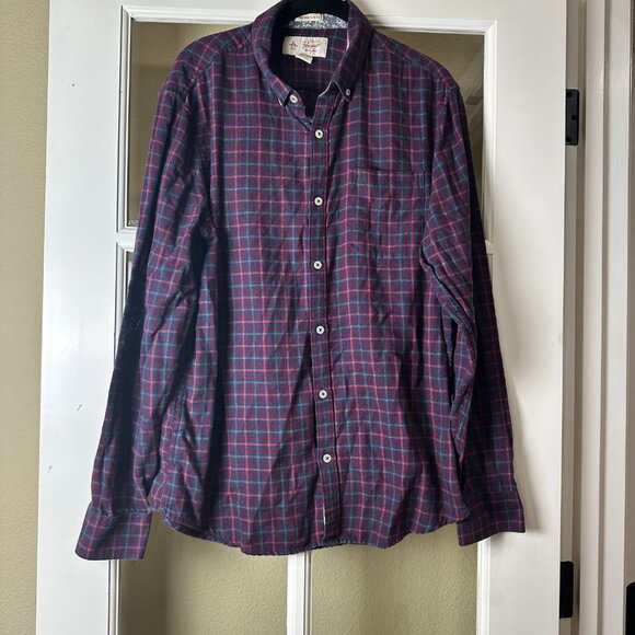 PENGUIN Heritage Slim Fit Soft Plaid Flannel Button Up Size Large - Picture 2 of 11